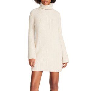 Steve Madden Abbie Oatmeal Turtleneck Flare Sleeve Sweater Mini Dress NWT Size M